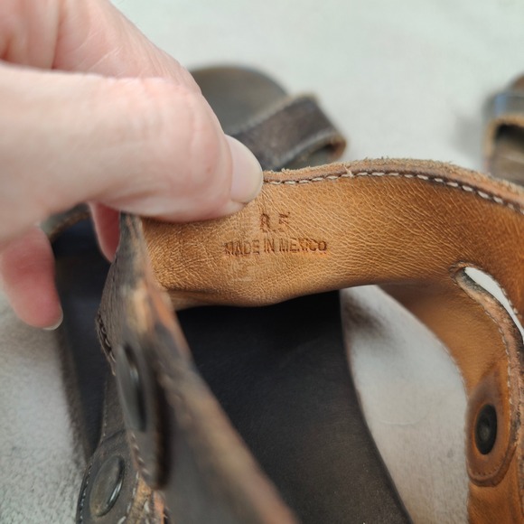 Bed Stu Gladiator Sandals Womens 8.5 Brown Leather Back Zip Flat Bohemian - Picture 8 of 11